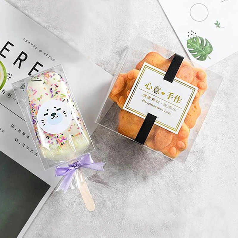 10pcs Transparent Cakesicle Boxes Mousse Clear Box Pet Box Netflix Ice Cream Dessert Ice Cream Cake Packaging Box Gift