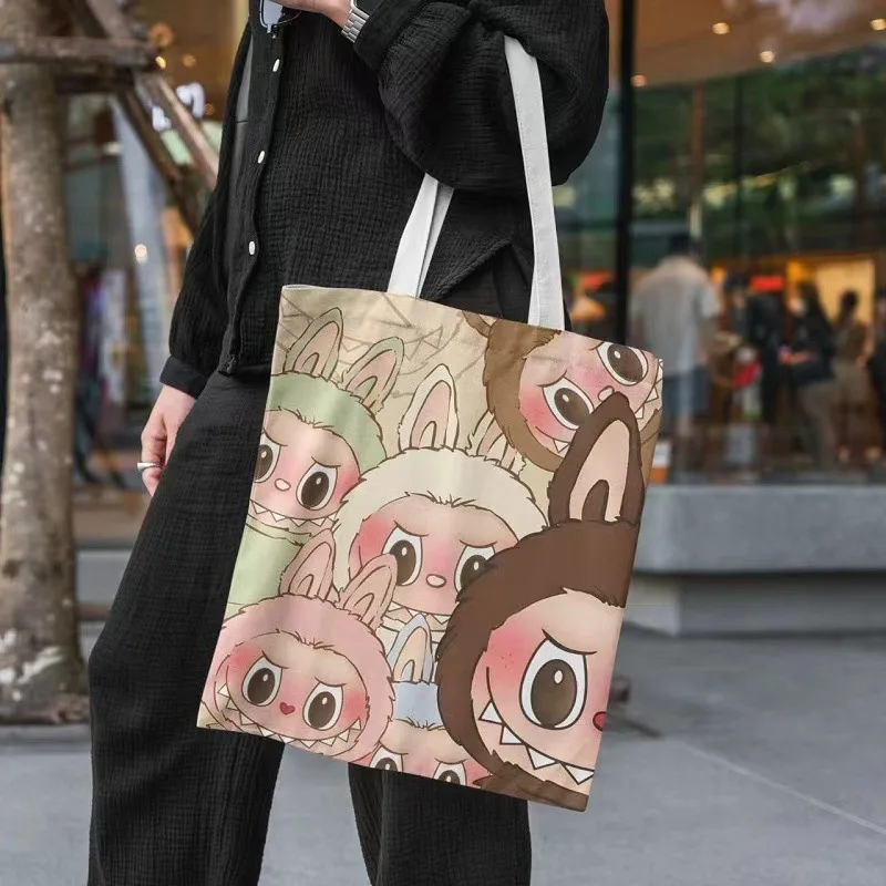 Lisa Same Labubu Canvas Bag Female Cute Cartoon Shopping HandBag Casual Student Shoulder Bag The Monsters Crossbody Bags Lisa Same Labubu Canvas Bag Female Cute Cartoon Shopping HandBag Casual Student Shoulder Bag The Monsters Crossbody Bags