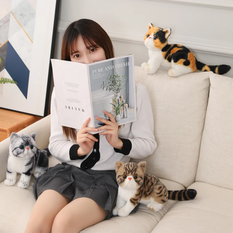 1pc 4 Colors INS Like Real Prone Cat Plush Doll Stuffed Pure Colors Grey White Yellow Kitten Toy Pets Animal Kids Gift 1pc 4 Colors INS Like Real Prone Cat Plush Doll Stuffed Pure Colors Grey White Yellow Kitten Toy Pets Animal Kids Gift