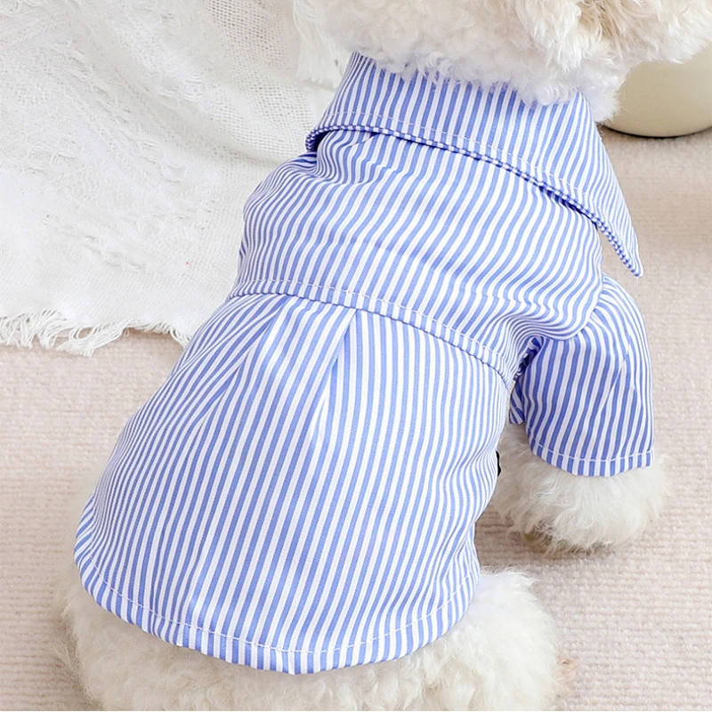Pet Dog Clothes Bowknot Striped Shirts Thin Summer Blue Fashion Chihuahua Stripe Shirt for Small Dogs Clothing Wholesale Pet Dog Clothes Bowknot Striped Shirts Thin Summer Blue Fashion Chihuahua Stripe Shirt for Small Dogs Clothing Wholesale