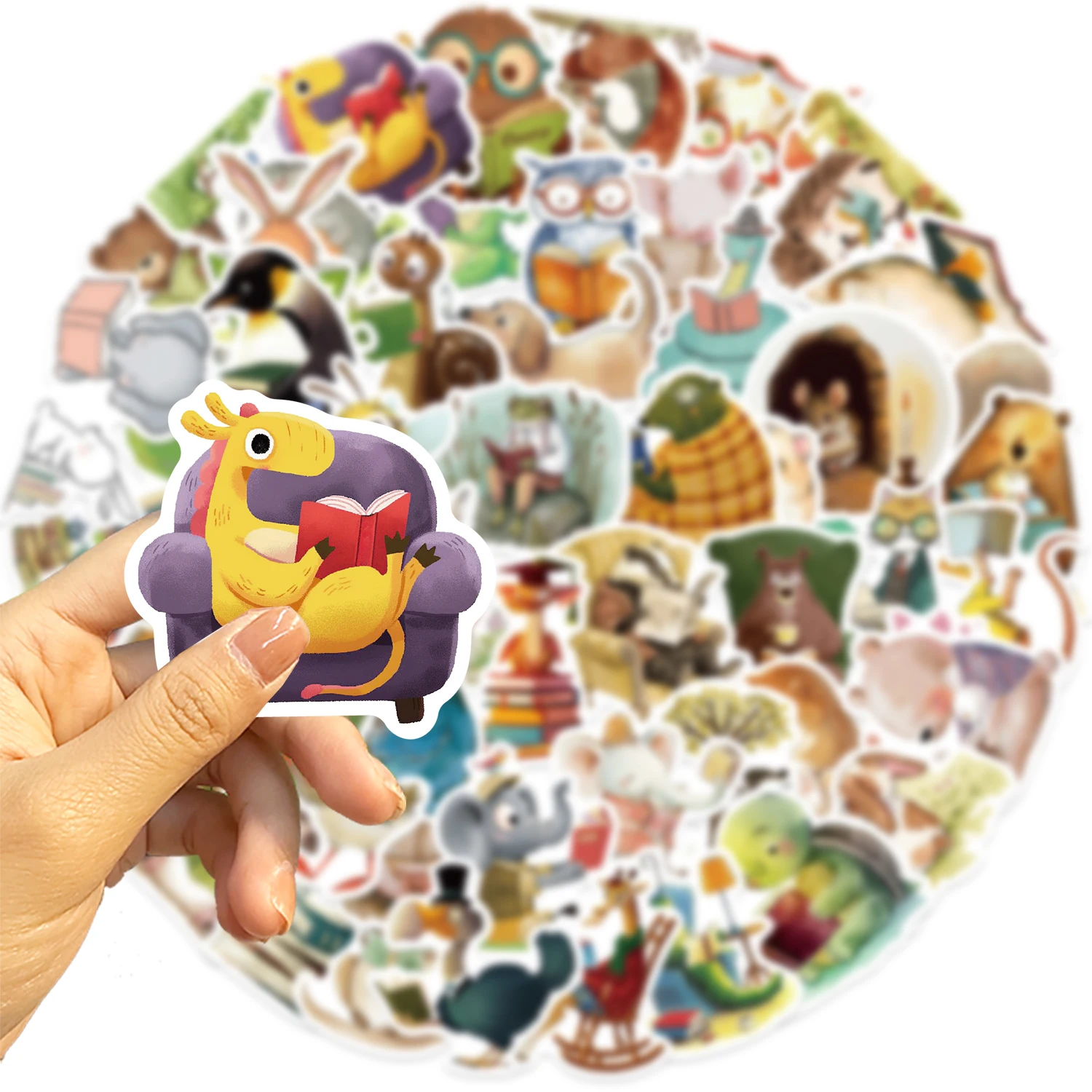 50PCS Animal Bookish Reading Sticker For Scrapbooking Korean Stationery School Supplies Aesthetic Children's Decoration 50PCS Animal Bookish Reading Sticker For Scrapbooking Korean Stationery School Supplies Aesthetic Children's Decoration