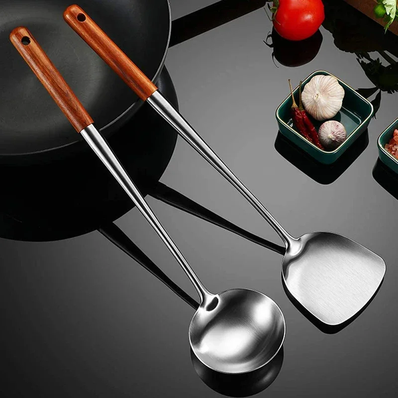 Kitchen Utensils Wok Spatula Iron and Ladle Tool Set Spatula for Stainless Steel Cooking Equpment Kitchen Accessories Essentials Kitchen Utensils Wok Spatula Iron and Ladle Tool Set Spatula for Stainless Steel Cooking Equpment Kitchen Accessories Essentials