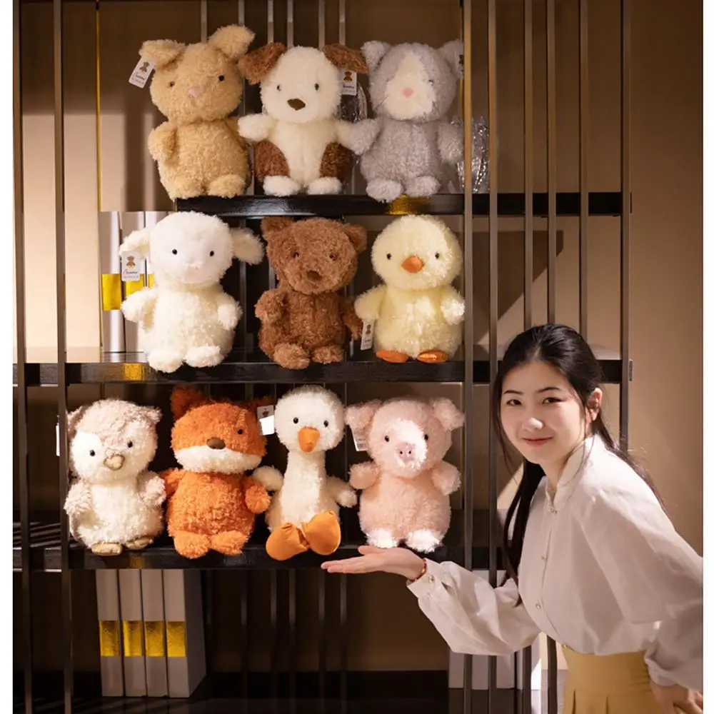 Kawaii Fox Owl Pig Lamb Chick Duck Furry Plush Toys Cute Soft Birthday Gifts for Boy Girls PP Cotton Stuffed Animals Toys Adult