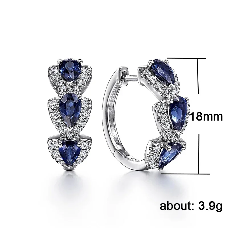 Huitan Luxury Trendy Blue Cubic Zirconia Hoop Earrings Wedding Party Elegant Accessories for Women Anniversary Gift New Jewelry Huitan Luxury Trendy Blue Cubic Zirconia Hoop Earrings Wedding Party Elegant Accessories for Women Anniversary Gift New Jewelry