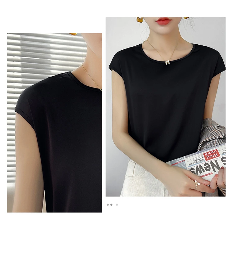 New O-Neck Silk Camisole Ladies Thin Vest Satin Loose Outer Sleeveless Top Summer Suit Insid Sling Mulberry Silk Bottoming Shirt New O-Neck Silk Camisole Ladies Thin Vest Satin Loose Outer Sleeveless Top Summer Suit Insid Sling Mulberry Silk Bottoming Shirt
