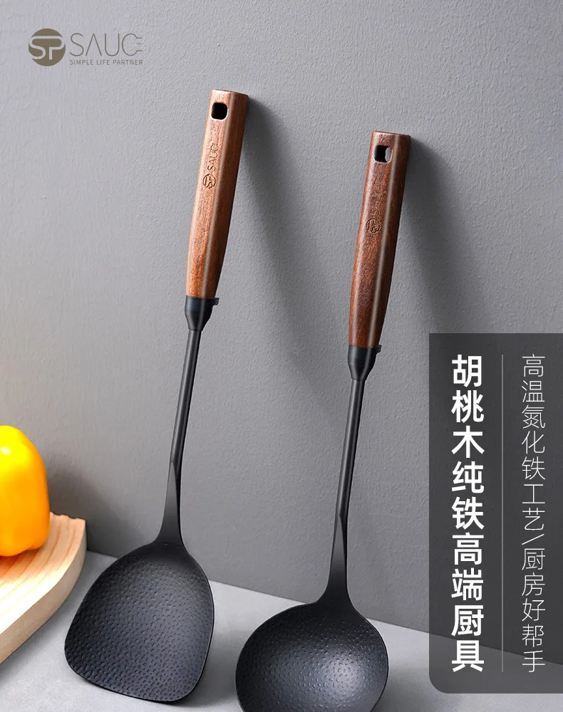 Cast Iron Spatula Long Spoon Deluxe Walnut Handle Cooking Tool Nonstick Special Kitchenware Accessories Cooking Spatula Spoon Cast Iron Spatula Long Spoon Deluxe Walnut Handle Cooking Tool Nonstick Special Kitchenware Accessories Cooking Spatula Spoon