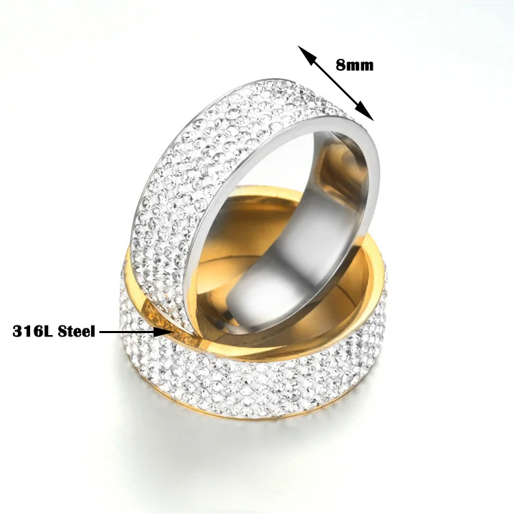 Hot Sale Vintage Retro Style Steel Ring for Women 5 Row Clear Crystal Jewelry Fashion Stainless Steel Engagement Wedding Rings Hot Sale Vintage Retro Style Steel Ring for Women 5 Row Clear Crystal Jewelry Fashion Stainless Steel Engagement Wedding Rings