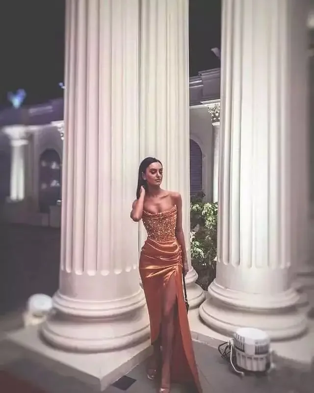 Autumn/winter Evening Dress Women's Elegant Sexy Long Dress High Side Slit European American Style Sleeveless Fashionable Gown Autumn/winter Evening Dress Women's Elegant Sexy Long Dress High Side Slit European American Style Sleeveless Fashionable Gown
