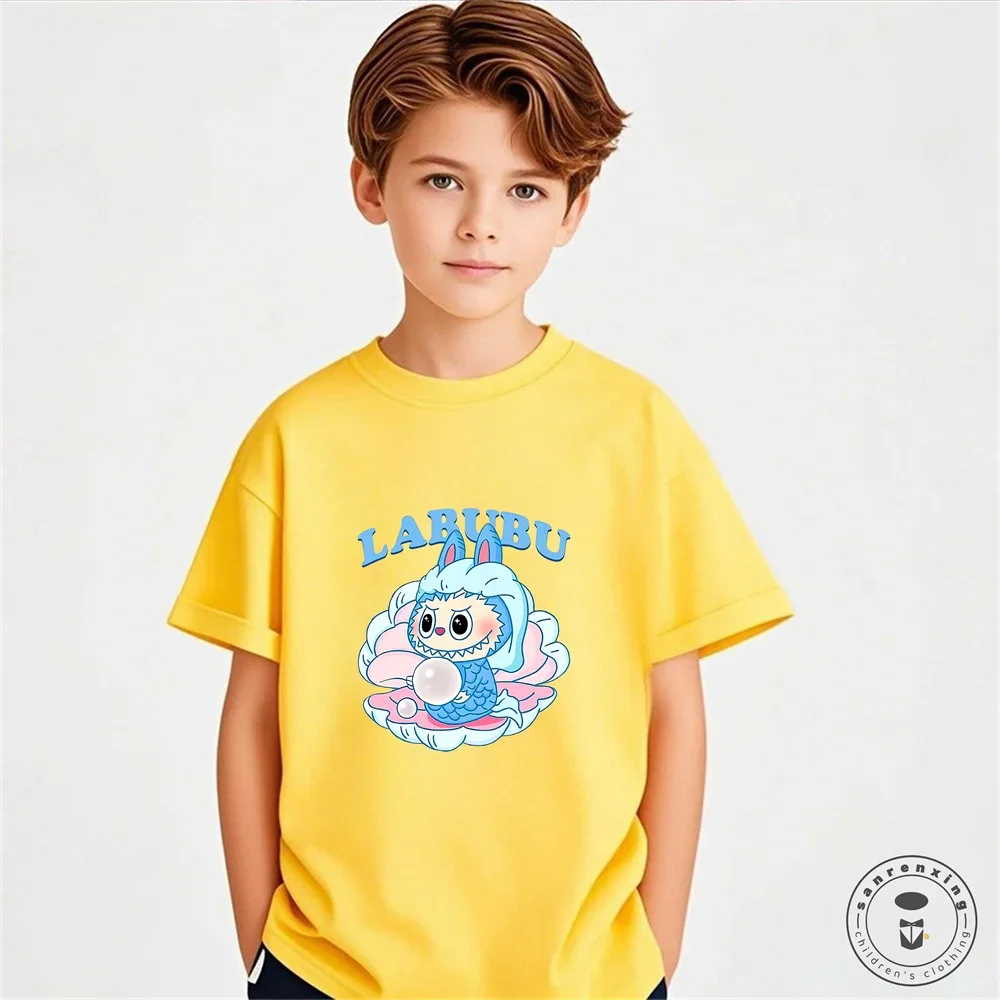 Labubu Girl Short Sleeve T Shirt Cute Print Baby Cotton Tee Tops Cartoon Toddler T-Shirts Summer Children Clothes Birthday Gift Labubu Girl Short Sleeve T Shirt Cute Print Baby Cotton Tee Tops Cartoon Toddler T-Shirts Summer Children Clothes Birthday Gift