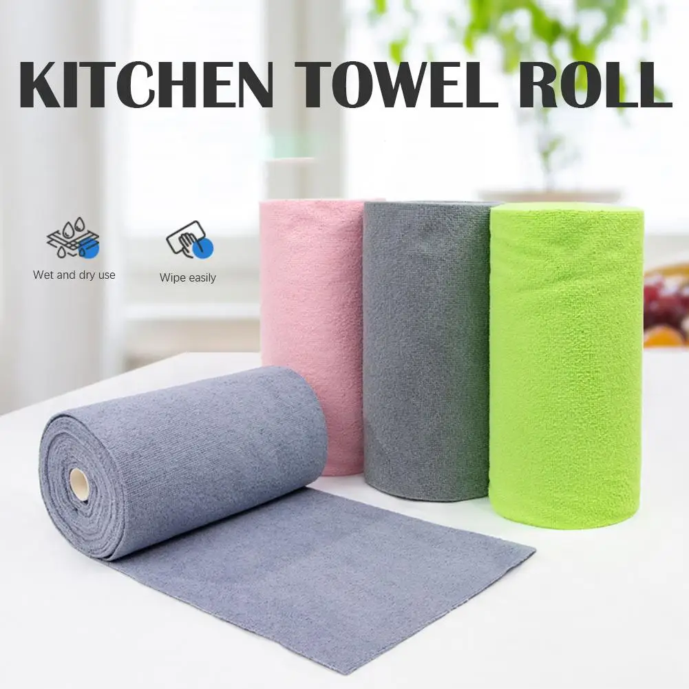 1 Roll of 20 Sheets Reusable Cleaning Wipe Household Kitchen Cloth Microfiber Towel Rolls Dish Rags Wash Paper Towel Replacement 1 Roll of 20 Sheets Reusable Cleaning Wipe Household Kitchen Cloth Microfiber Towel Rolls Dish Rags Wash Paper Towel Replacement