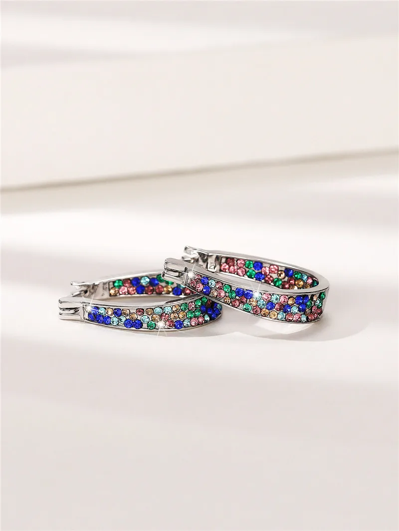 Huitan Colorful CZ Hoop Earrings Women Fashion Ear Hoop Accessories Luxury Bridal Wedding Earrings Statement Jewelry Drop Ship Huitan Colorful CZ Hoop Earrings Women Fashion Ear Hoop Accessories Luxury Bridal Wedding Earrings Statement Jewelry Drop Ship