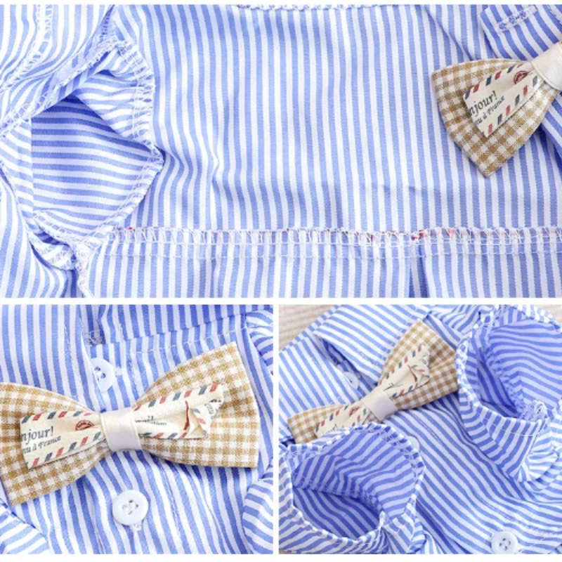 Pet Dog Clothes Bowknot Striped Shirts Thin Summer Blue Fashion Chihuahua Stripe Shirt for Small Dogs Clothing Wholesale Pet Dog Clothes Bowknot Striped Shirts Thin Summer Blue Fashion Chihuahua Stripe Shirt for Small Dogs Clothing Wholesale