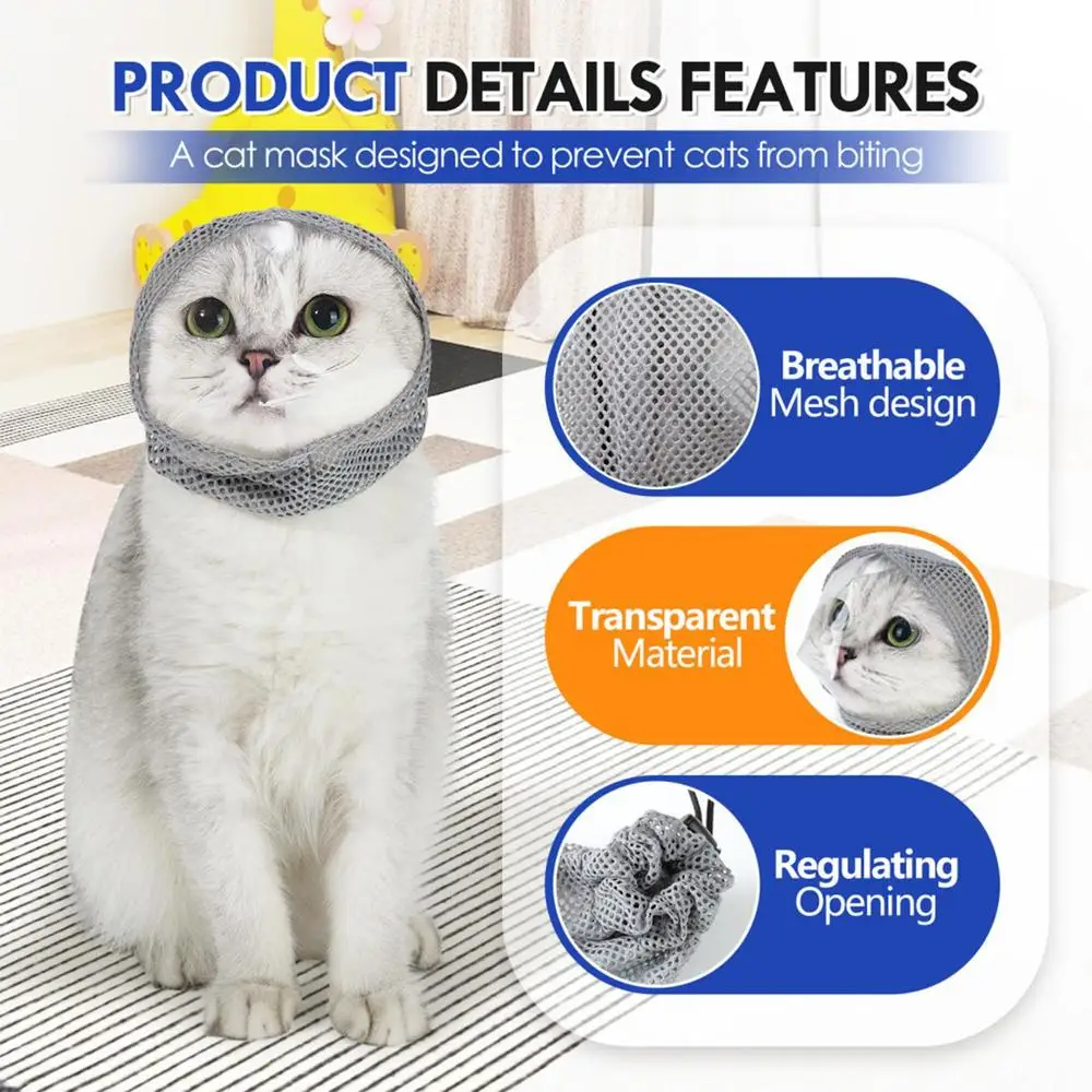 Cat Anti Bite Muzzles Breathable Cat Travel Tools Bath Grooming Supplies Adjustable Kitten Muzzles Anti Scratch Pet Supplies
