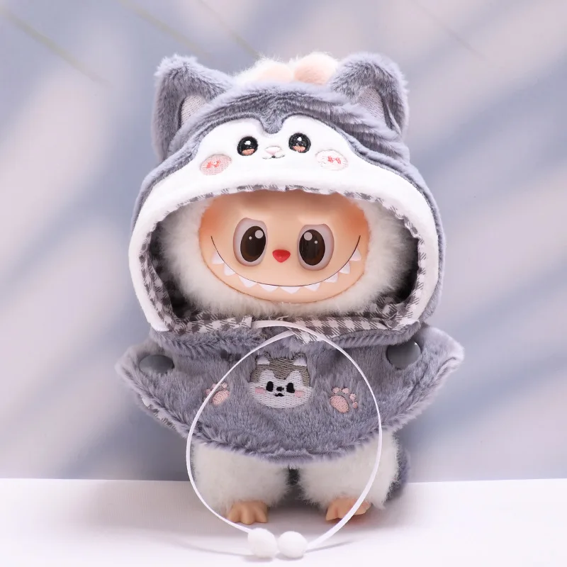 For 17cm Labubu Dolls Accessories DIY Doll Clothes Heartbeat Long Eared Furry Rabbit Costume Cartoon Dress Up Labubu Outfit For 17cm Labubu Dolls Accessories DIY Doll Clothes Heartbeat Long Eared Furry Rabbit Costume Cartoon Dress Up Labubu Outfit