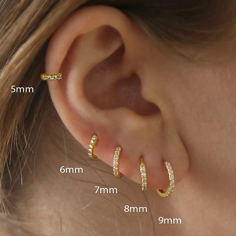 1 Pair Stainless Steel Cubic Zirconia Minimal Hoop Earrings for Women Small Huggie Thin Cartilage Helix Tragus Piercing Jewelry 1 Pair Stainless Steel Cubic Zirconia Minimal Hoop Earrings for Women Small Huggie Thin Cartilage Helix Tragus Piercing Jewelry