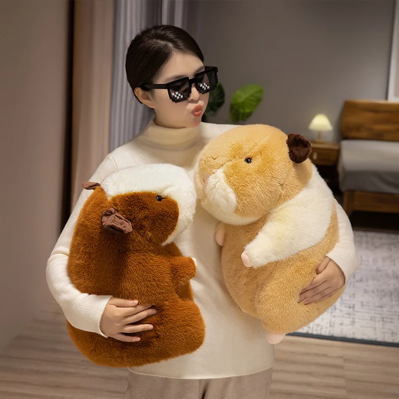 25-40cm Cartoon Round Dutch Pig Plush Doll Simulation Brown Yellow Dutch Pig Animal Stuffed Home Decor Gift For Boys And Girls