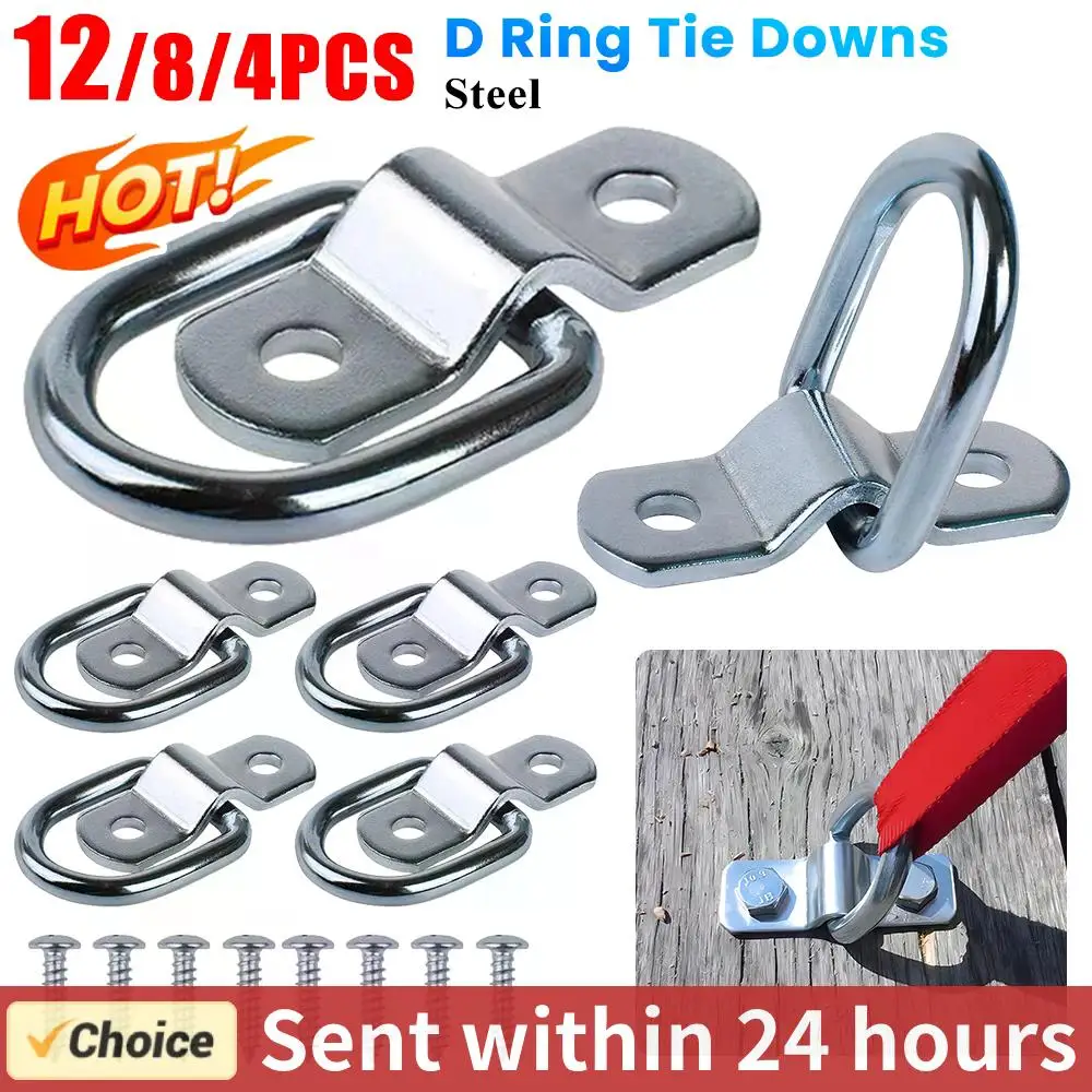 4-12Pcs D Rings Tie Down Anchors Ring Pull Hook Stainless Steel Lashing Ring Load Fit for Car Boat Cargo trailer Vehicles RV Van