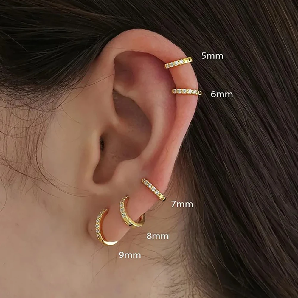 1 Pair Stainless Steel Cubic Zirconia Minimal Hoop Earrings for Women Small Huggie Thin Cartilage Helix Tragus Piercing Jewelry 1 Pair Stainless Steel Cubic Zirconia Minimal Hoop Earrings for Women Small Huggie Thin Cartilage Helix Tragus Piercing Jewelry