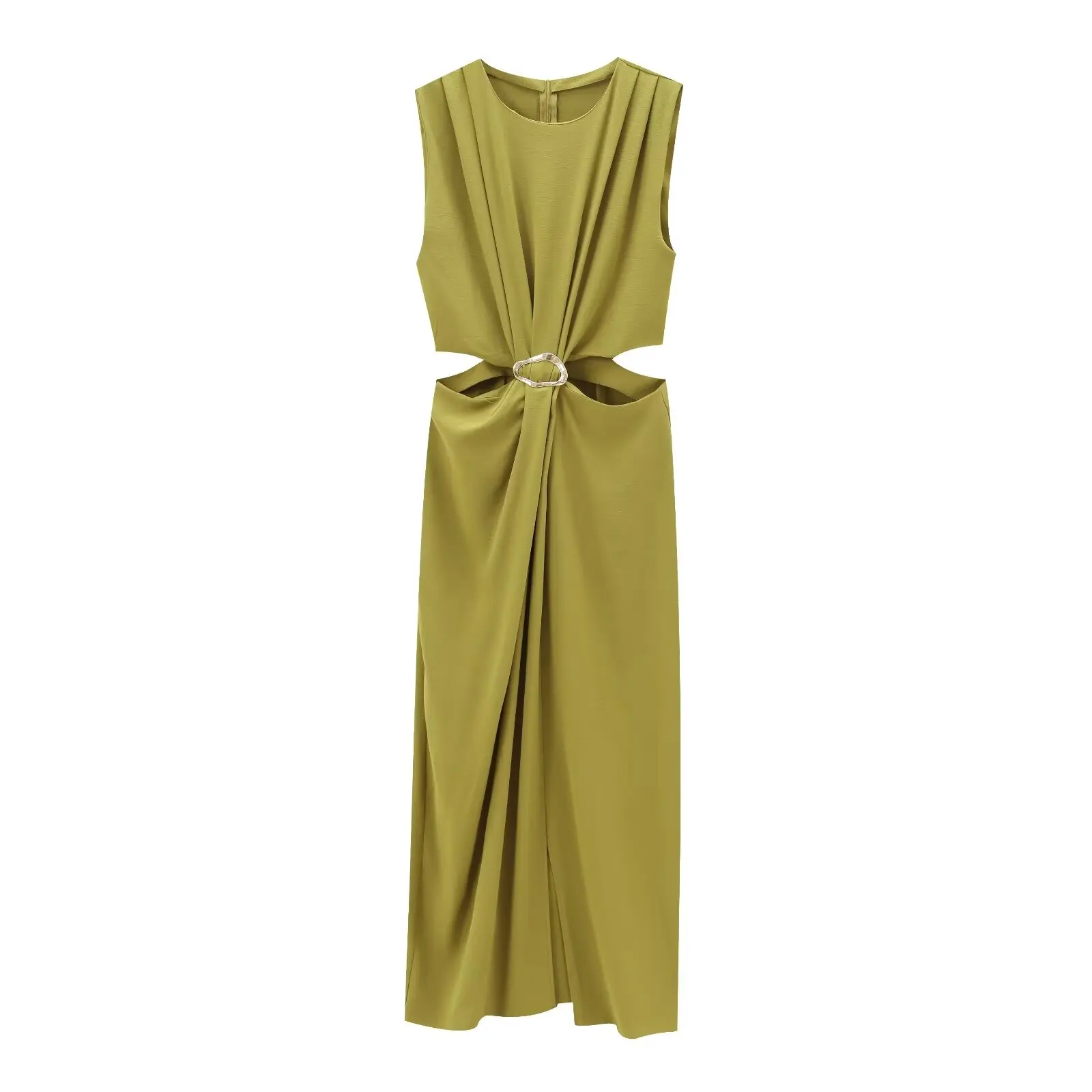 2024 Women's Autumn and Winter New Arrivals Fashion Temperament Open Design Buckle Decoration Sleeveless Long Dress 2024 Women's Autumn and Winter New Arrivals Fashion Temperament Open Design Buckle Decoration Sleeveless Long Dress