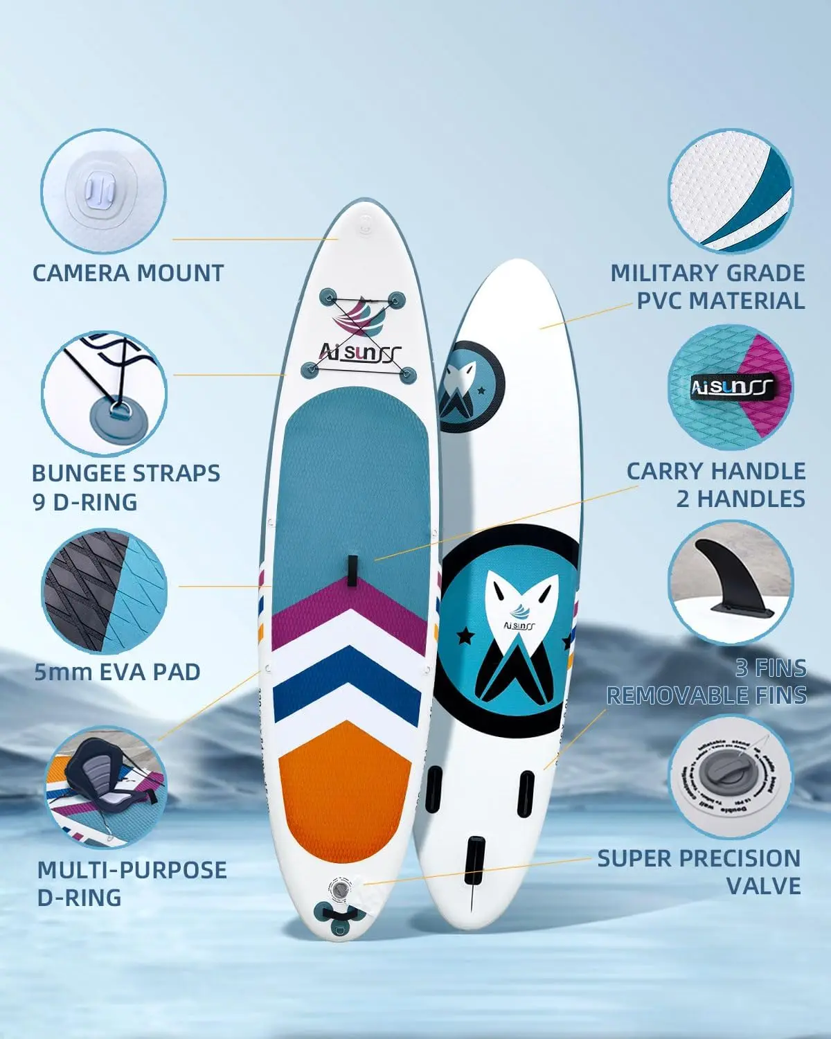 Inflatable Paddle Board for Adult, Paddle Board for All Skill Levels, Wide SUP Board with Primium Accessories Include SUP Carry