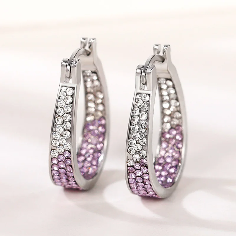 Huitan Colorful CZ Hoop Earrings Women Fashion Ear Hoop Accessories Luxury Bridal Wedding Earrings Statement Jewelry Drop Ship Huitan Colorful CZ Hoop Earrings Women Fashion Ear Hoop Accessories Luxury Bridal Wedding Earrings Statement Jewelry Drop Ship
