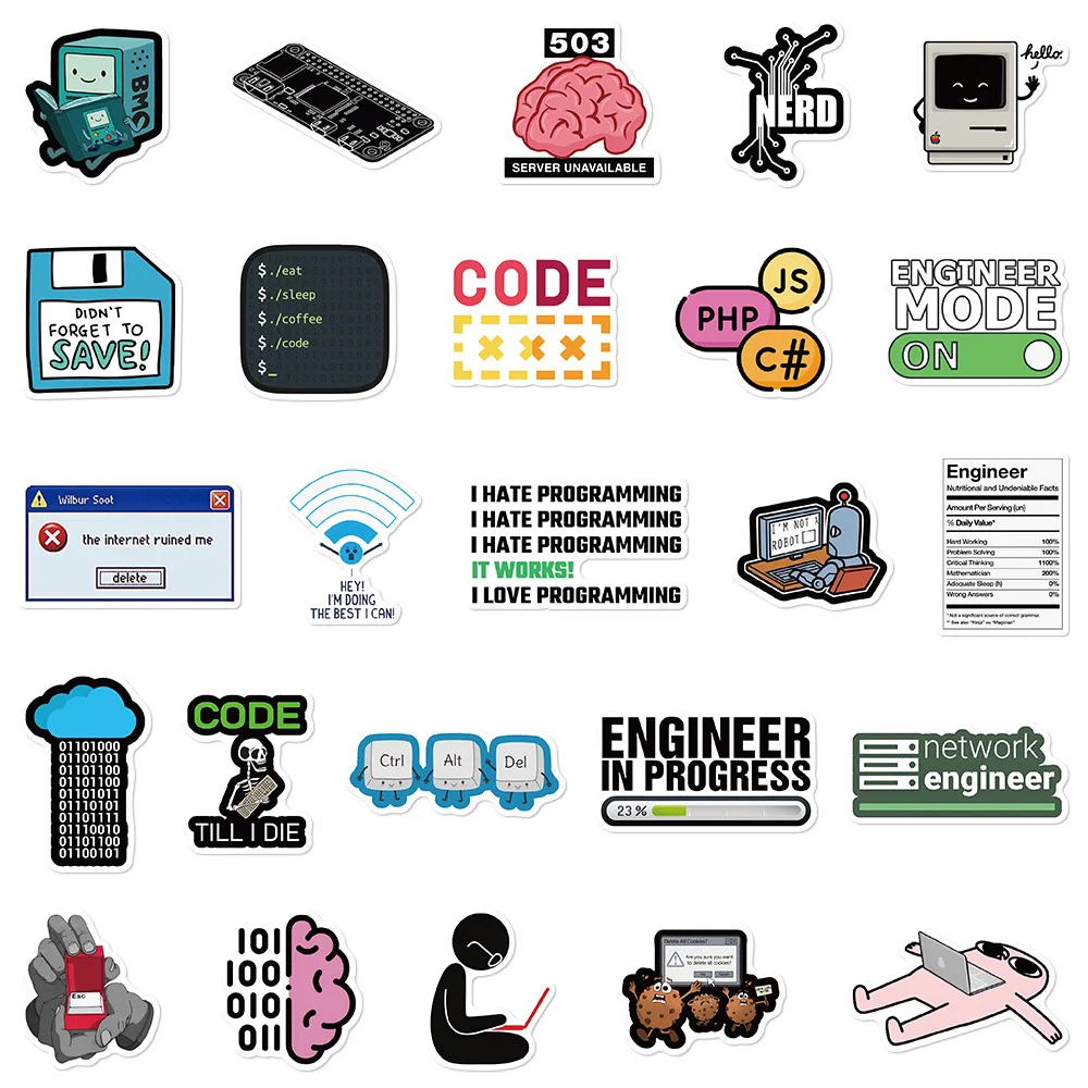 10/50PCS Funny Programming Meme Stickers Java JS Php Docker Html Cloud Language Decals Computer Laptop 404 Network Error Sticker 10/50PCS Funny Programming Meme Stickers Java JS Php Docker Html Cloud Language Decals Computer Laptop 404 Network Error Sticker