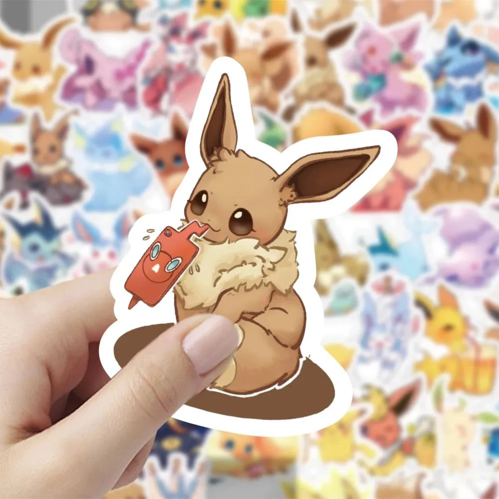 10/30/60pcs Kawaii Cartoon Pokemon Eevee Stickers for Kids DIY Scrapbooking Phone Car Waterproof Cute Anime Sticker Packs