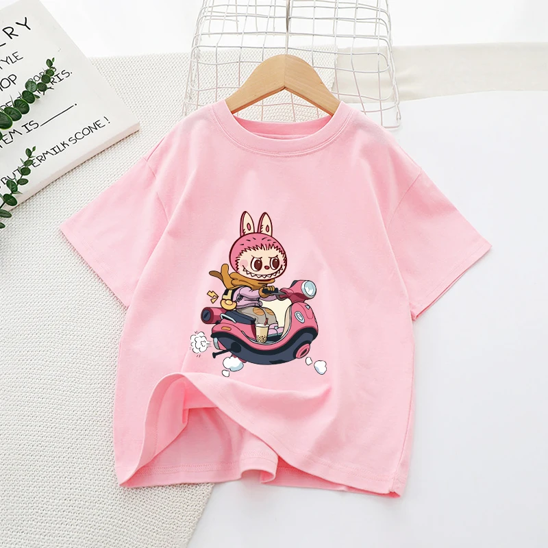Labubu Girl Pink T-shirt Cotton Cute Anime Tees Short Sleeve Trend Kawaii Cartoon Kids Casual Street Clothes Party Birthday Gift Labubu Girl Pink T-shirt Cotton Cute Anime Tees Short Sleeve Trend Kawaii Cartoon Kids Casual Street Clothes Party Birthday Gift