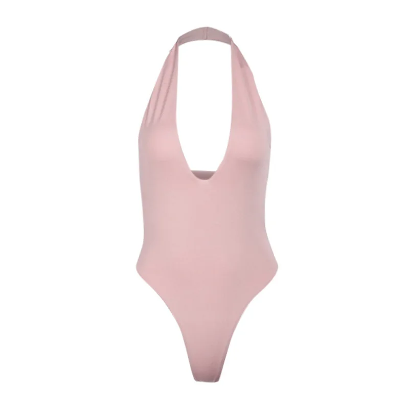 y2k summer 2022 color halter neck V-neck slim bottoming women's jumpsuit bodysuit overalls casual Harajuku sexy women's clothing