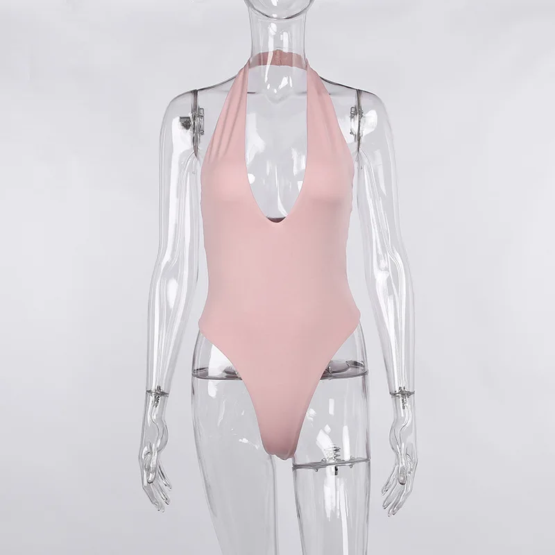 y2k summer 2022 color halter neck V-neck slim bottoming women's jumpsuit bodysuit overalls casual Harajuku sexy women's clothing