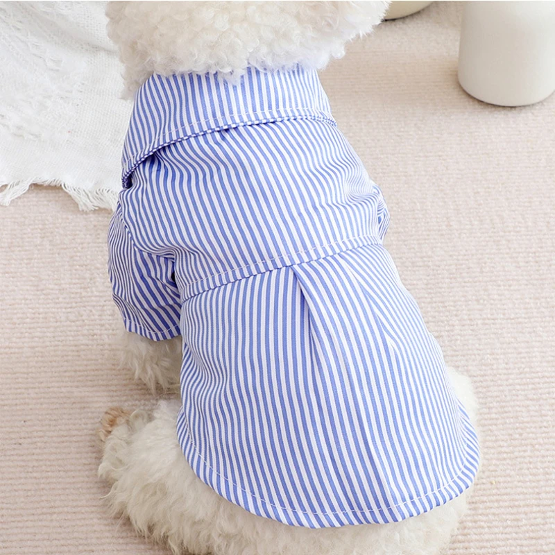 Pet Dog Clothes Bowknot Striped Shirts Thin Summer Blue Fashion Chihuahua Stripe Shirt for Small Dogs Clothing Wholesale Pet Dog Clothes Bowknot Striped Shirts Thin Summer Blue Fashion Chihuahua Stripe Shirt for Small Dogs Clothing Wholesale