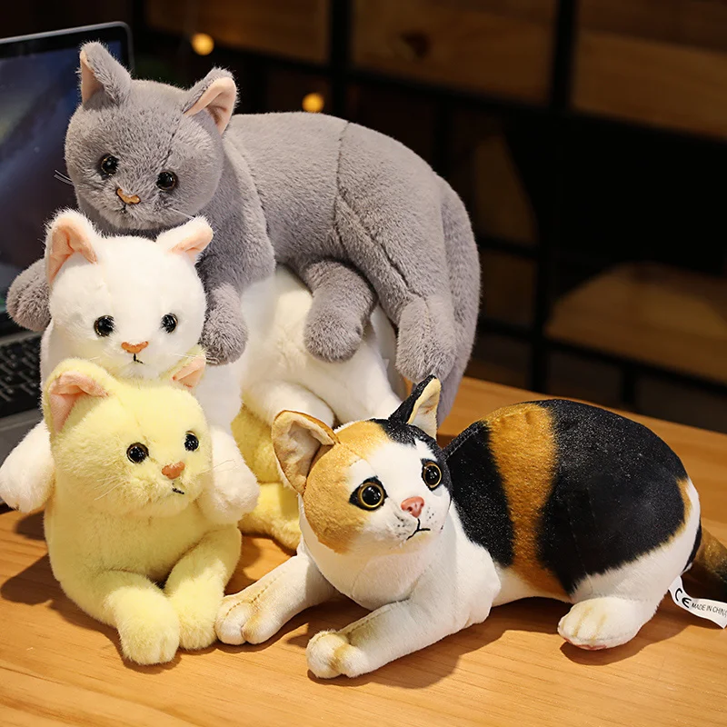 1pc 4 Colors INS Like Real Prone Cat Plush Doll Stuffed Pure Colors Grey White Yellow Kitten Toy Pets Animal Kids Gift 1pc 4 Colors INS Like Real Prone Cat Plush Doll Stuffed Pure Colors Grey White Yellow Kitten Toy Pets Animal Kids Gift
