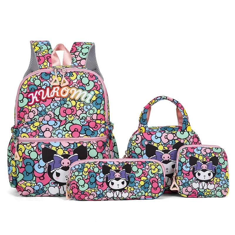 4pcs Kuromi Backpack, Pencil Case, Shoulder Bag, Wallet Set, Hello Kitty Sanrio School Bag, Melody Casual Outdoor Daypack 4pcs Kuromi Backpack, Pencil Case, Shoulder Bag, Wallet Set, Hello Kitty Sanrio School Bag, Melody Casual Outdoor Daypack