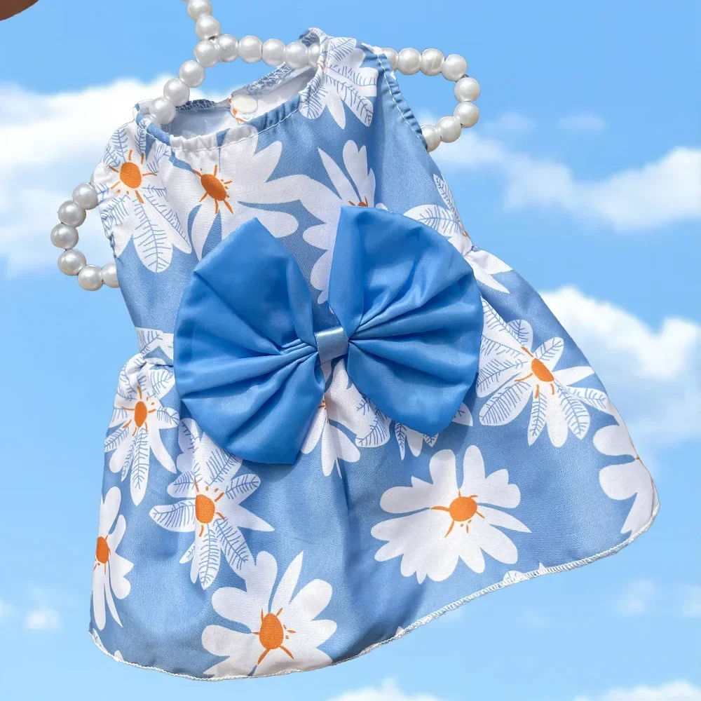 Cute Dog Dress Girl Dog Sleeveless Clothes Flower Printed Pet Apparel Doggies Bowknot Tulle Skirt Cat Clothing Small Puppy Dress Cute Dog Dress Girl Dog Sleeveless Clothes Flower Printed Pet Apparel Doggies Bowknot Tulle Skirt Cat Clothing Small Puppy Dress