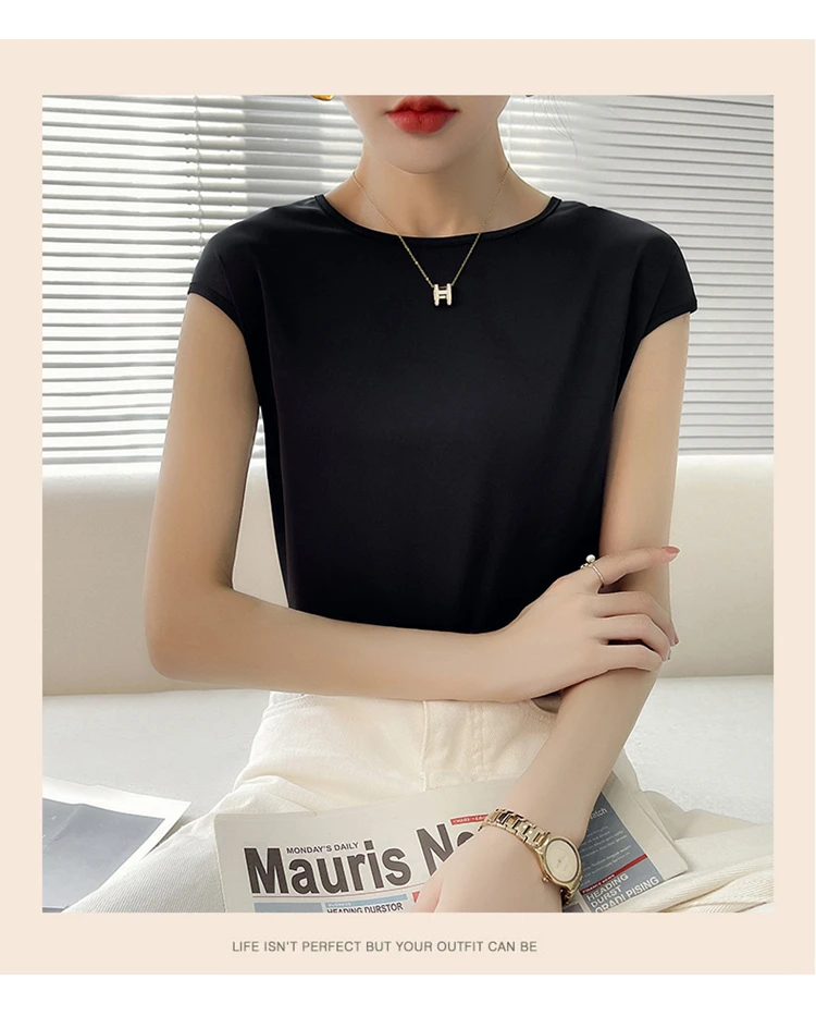 New O-Neck Silk Camisole Ladies Thin Vest Satin Loose Outer Sleeveless Top Summer Suit Insid Sling Mulberry Silk Bottoming Shirt New O-Neck Silk Camisole Ladies Thin Vest Satin Loose Outer Sleeveless Top Summer Suit Insid Sling Mulberry Silk Bottoming Shirt