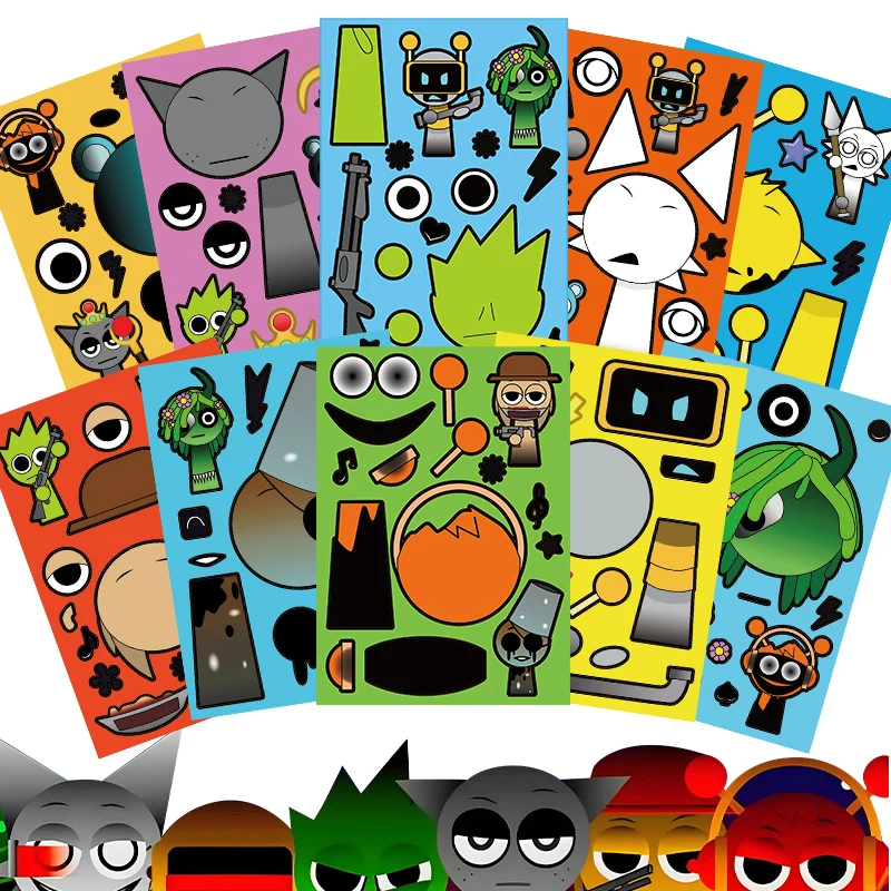 Sprunki Stickers Make-a-face DIY Stickers Make Your Own Sprunki Sticker for Class Reward, Book Decoration Kids Birthday GiftGift Sprunki Stickers Make-a-face DIY Stickers Make Your Own Sprunki Sticker for Class Reward, Book Decoration Kids Birthday GiftGift