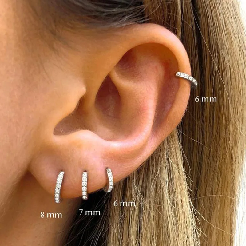 ANENJERY 2PCS Rainbow Little Huggies Hoop Earrings for Women Girl Cartilage Small Piercing Tragus Circle Men Jewelry ANENJERY 2PCS Rainbow Little Huggies Hoop Earrings for Women Girl Cartilage Small Piercing Tragus Circle Men Jewelry