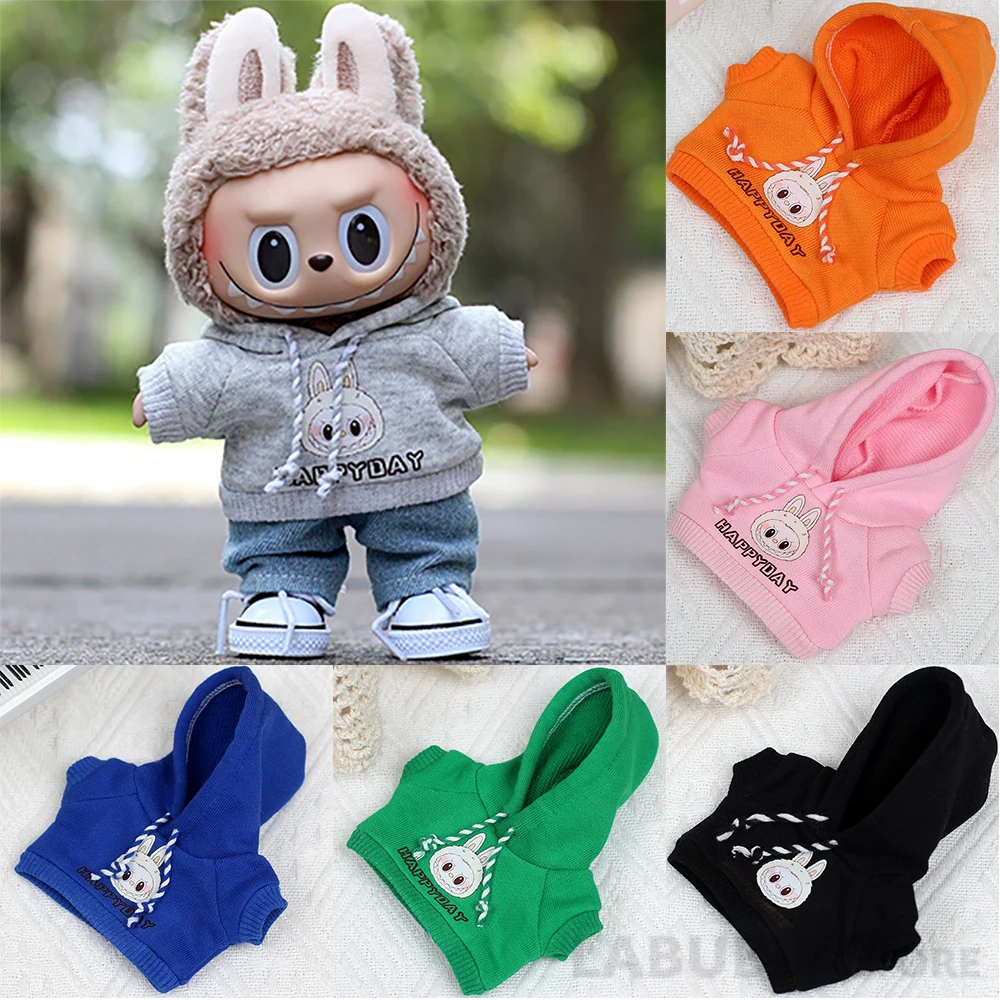 17cm Labubu Outfit Clothes Hoody Jeans Leisure Sports Set Kawaii Decor Ropa Labubu Accessories Doll Little Clothes DIY Kids Gift