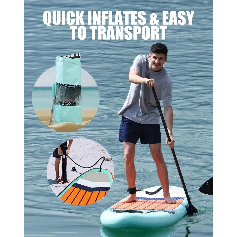 Inflatable stand-up paddle board, wide attitude, surf control, non-slip deck, leash, youth and adult stand-up boat Inflatable stand-up paddle board, wide attitude, surf control, non-slip deck, leash, youth and adult stand-up boat