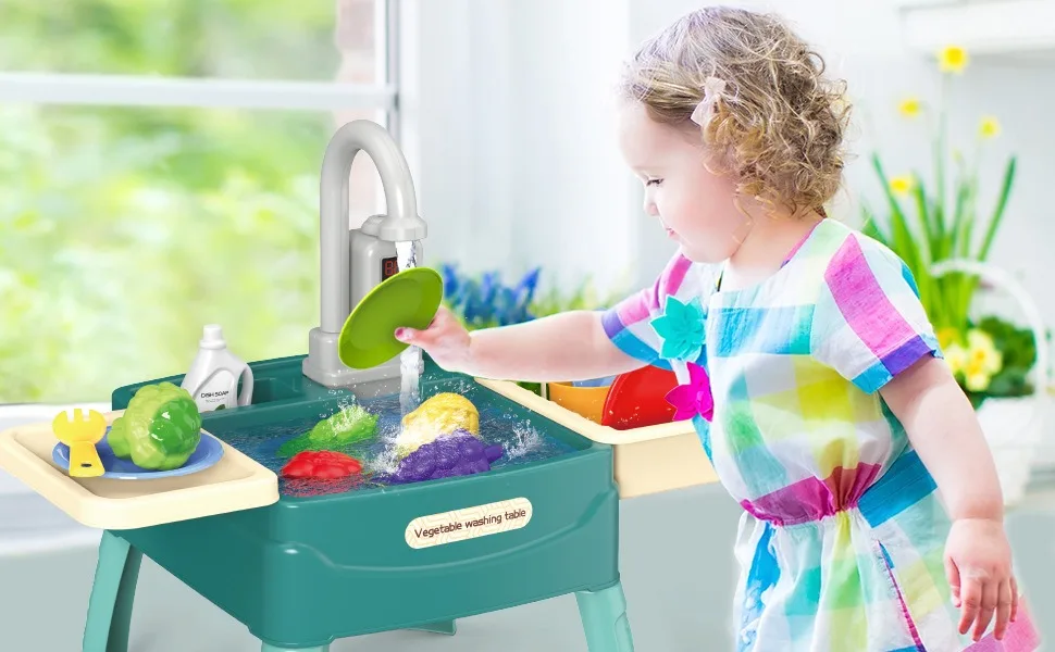 Children's Play At Home Toys Early Education Kitchen Simulation Electric Dishwashing Table Water Outlet Vegetable Washing Toys Children's Play At Home Toys Early Education Kitchen Simulation Electric Dishwashing Table Water Outlet Vegetable Washing Toys