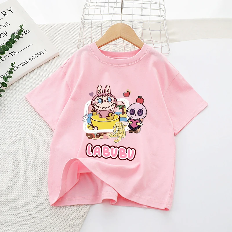 Labubu Girl Pink T-shirt Cotton Cute Anime Tees Short Sleeve Trend Kawaii Cartoon Kids Casual Street Clothes Party Birthday Gift Labubu Girl Pink T-shirt Cotton Cute Anime Tees Short Sleeve Trend Kawaii Cartoon Kids Casual Street Clothes Party Birthday Gift