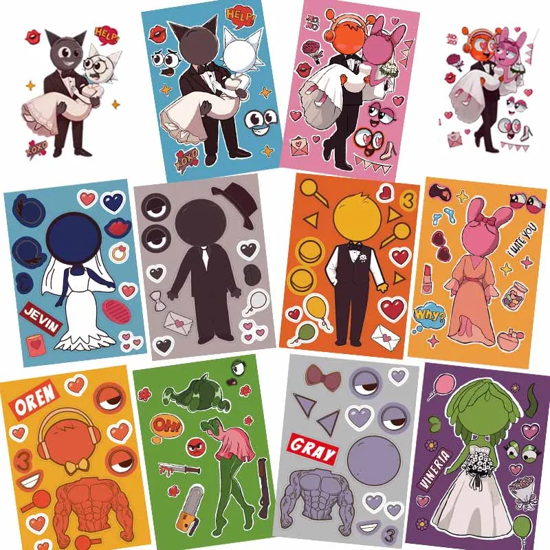 10 Sheets Sprunki Stickers Make A Face Puzzle Stickers Cartoon Parent-child Interactive Puzzle Ledger DIY Face Stickers Kid Gift 10 Sheets Sprunki Stickers Make A Face Puzzle Stickers Cartoon Parent-child Interactive Puzzle Ledger DIY Face Stickers Kid Gift