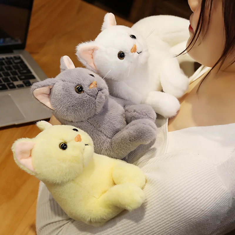1pc 4 Colors INS Like Real Prone Cat Plush Doll Stuffed Pure Colors Grey White Yellow Kitten Toy Pets Animal Kids Gift 1pc 4 Colors INS Like Real Prone Cat Plush Doll Stuffed Pure Colors Grey White Yellow Kitten Toy Pets Animal Kids Gift