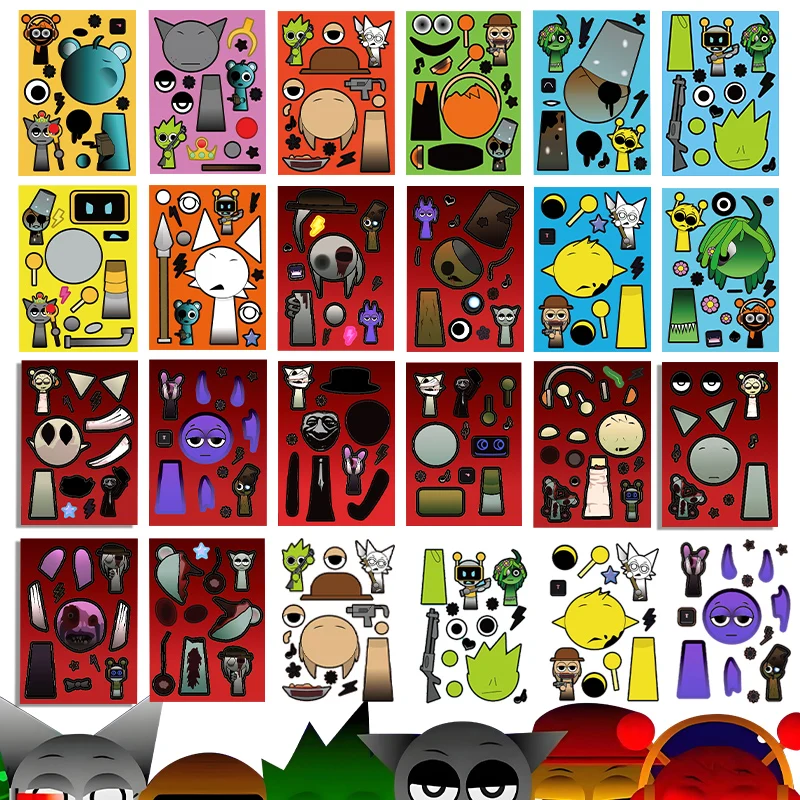 Sprunki Stickers Make-a-face DIY Stickers Make Your Own Sprunki Sticker for Class Reward, Book Decoration Kids Birthday GiftGift Sprunki Stickers Make-a-face DIY Stickers Make Your Own Sprunki Sticker for Class Reward, Book Decoration Kids Birthday GiftGift