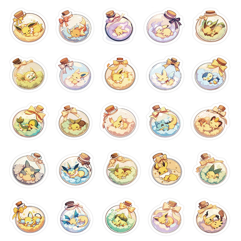 10/30/50pcs Cute Current Bottle Pokemon Anime Stickers Decals DIY Skateboard Car Laptop Phone Suitcase Cartoon Sticker Kids Toys