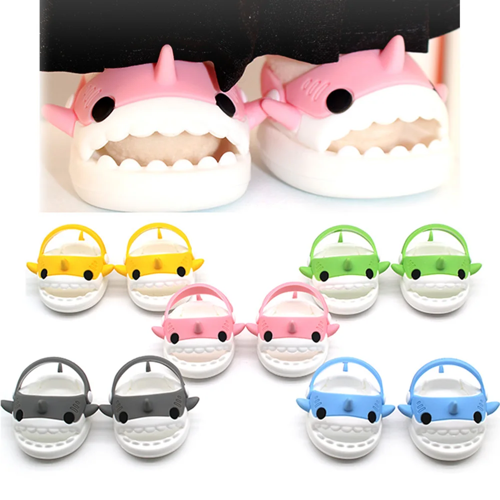 For 17cm Cute Labubu Macaron Vinyl Doll Cartoon Rubber Slippers Shark Lion Dance Style Labubu Accessories Ropa Labubu