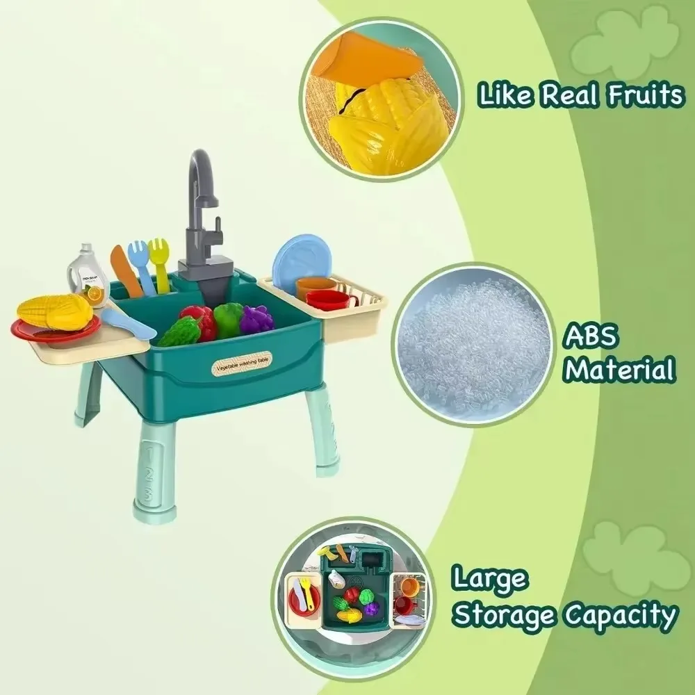 Children's Play At Home Toys Early Education Kitchen Simulation Electric Dishwashing Table Water Outlet Vegetable Washing Toys Children's Play At Home Toys Early Education Kitchen Simulation Electric Dishwashing Table Water Outlet Vegetable Washing Toys