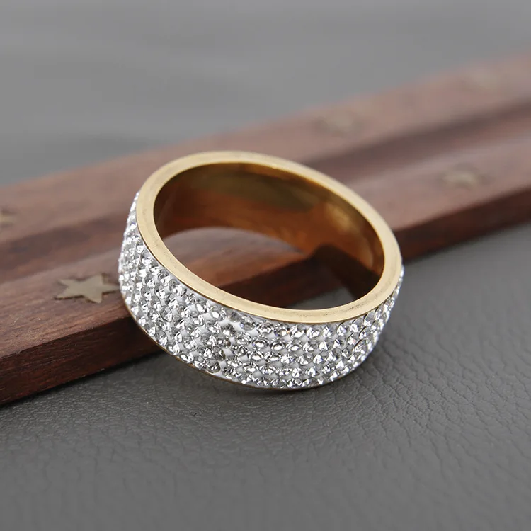 Hot Sale Vintage Retro Style Steel Ring for Women 5 Row Clear Crystal Jewelry Fashion Stainless Steel Engagement Wedding Rings Hot Sale Vintage Retro Style Steel Ring for Women 5 Row Clear Crystal Jewelry Fashion Stainless Steel Engagement Wedding Rings