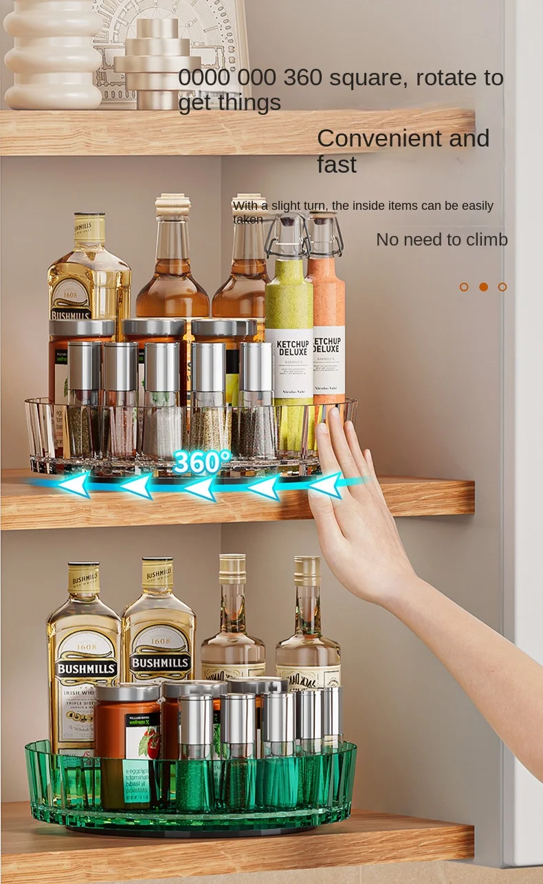 360 Rotating Seasoning Storage Tray Multifunction Pantry Cabinet Turntable For Cosmetics Bathroom Storage Box Kitchen Organizer 360 Rotating Seasoning Storage Tray Multifunction Pantry Cabinet Turntable For Cosmetics Bathroom Storage Box Kitchen Organizer