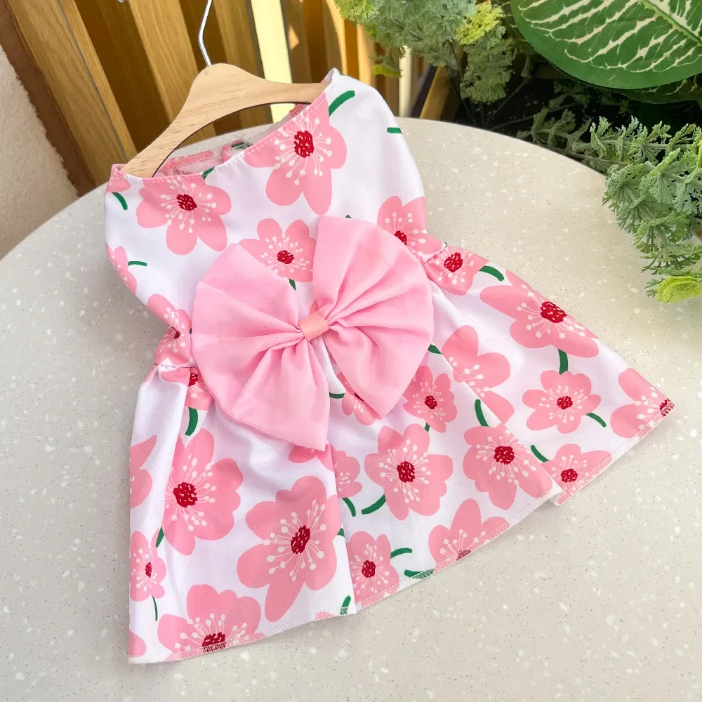 Cute Dog Dress Girl Dog Sleeveless Clothes Flower Printed Pet Apparel Doggies Bowknot Tulle Skirt Cat Clothing Small Puppy Dress Cute Dog Dress Girl Dog Sleeveless Clothes Flower Printed Pet Apparel Doggies Bowknot Tulle Skirt Cat Clothing Small Puppy Dress